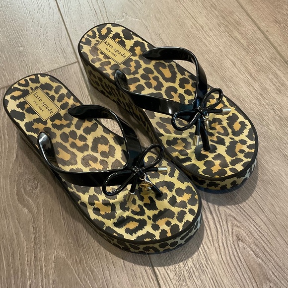 Kate Spade Rhett Platform Animal Print Bow Flip Flop Sandal Size 8 - Picture 2 of 7